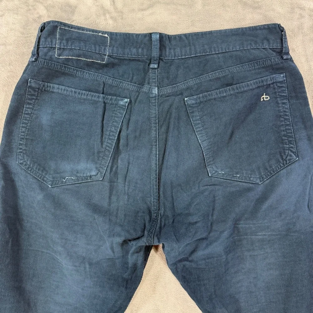 Rag & Bone Standard Issue Fit 3 Slim Straight Pants Men's 33x30 Blue Corduroy